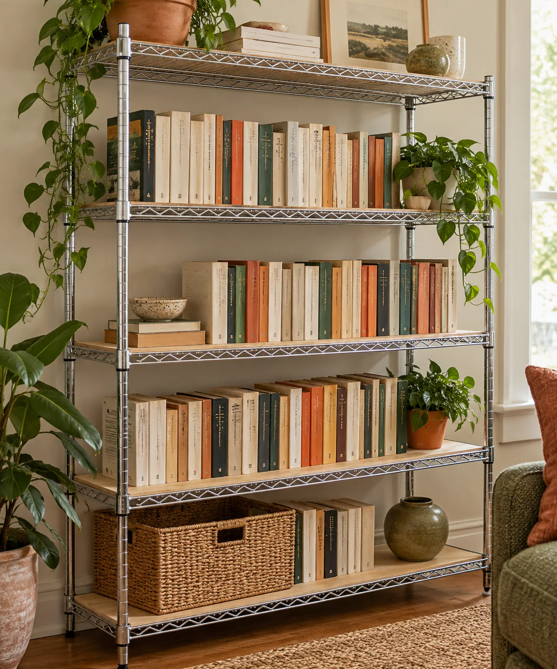 AI-generated editorial image inspired by bookshelf styling