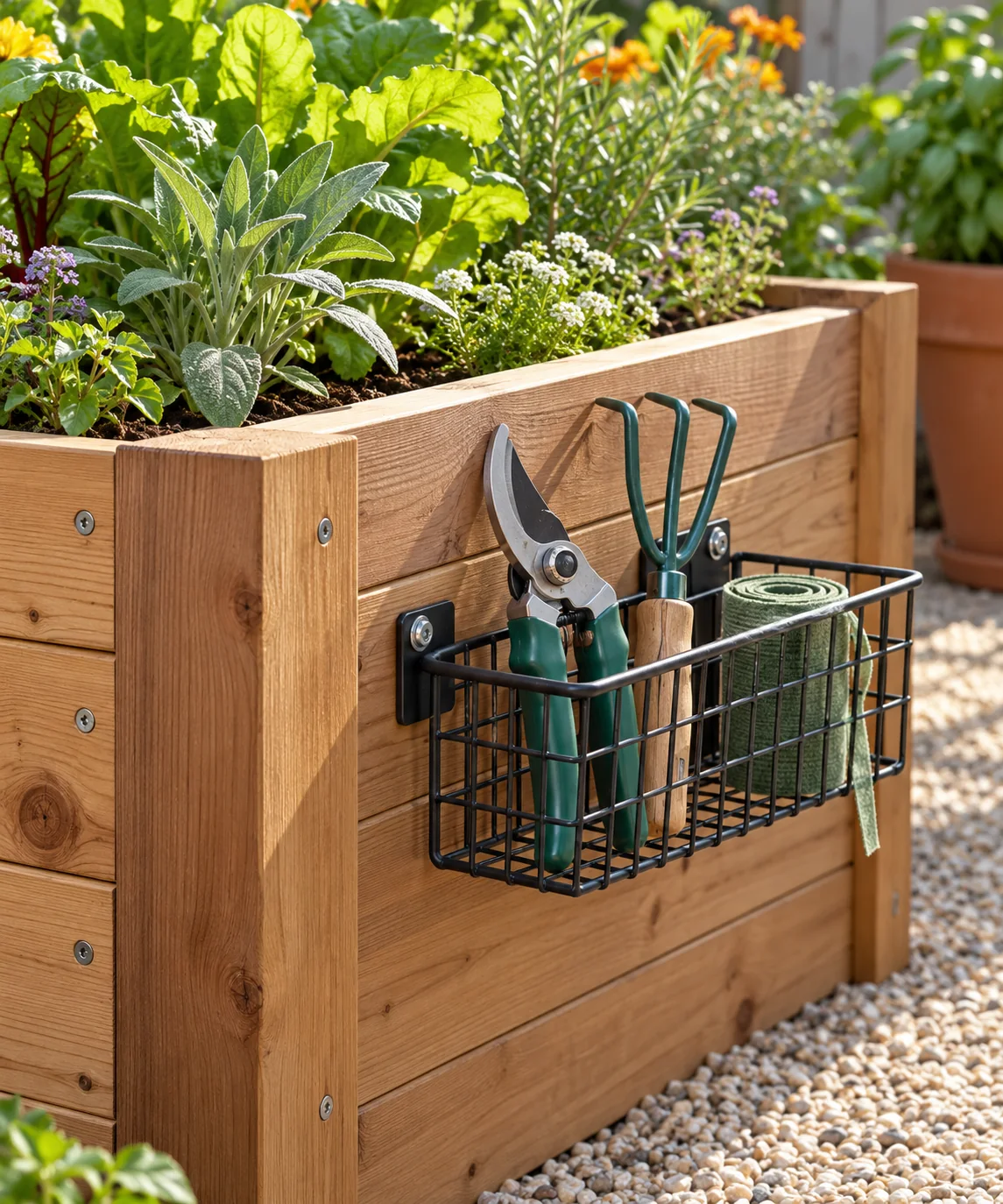 AI-generated editorial image inspired by garden tool organization