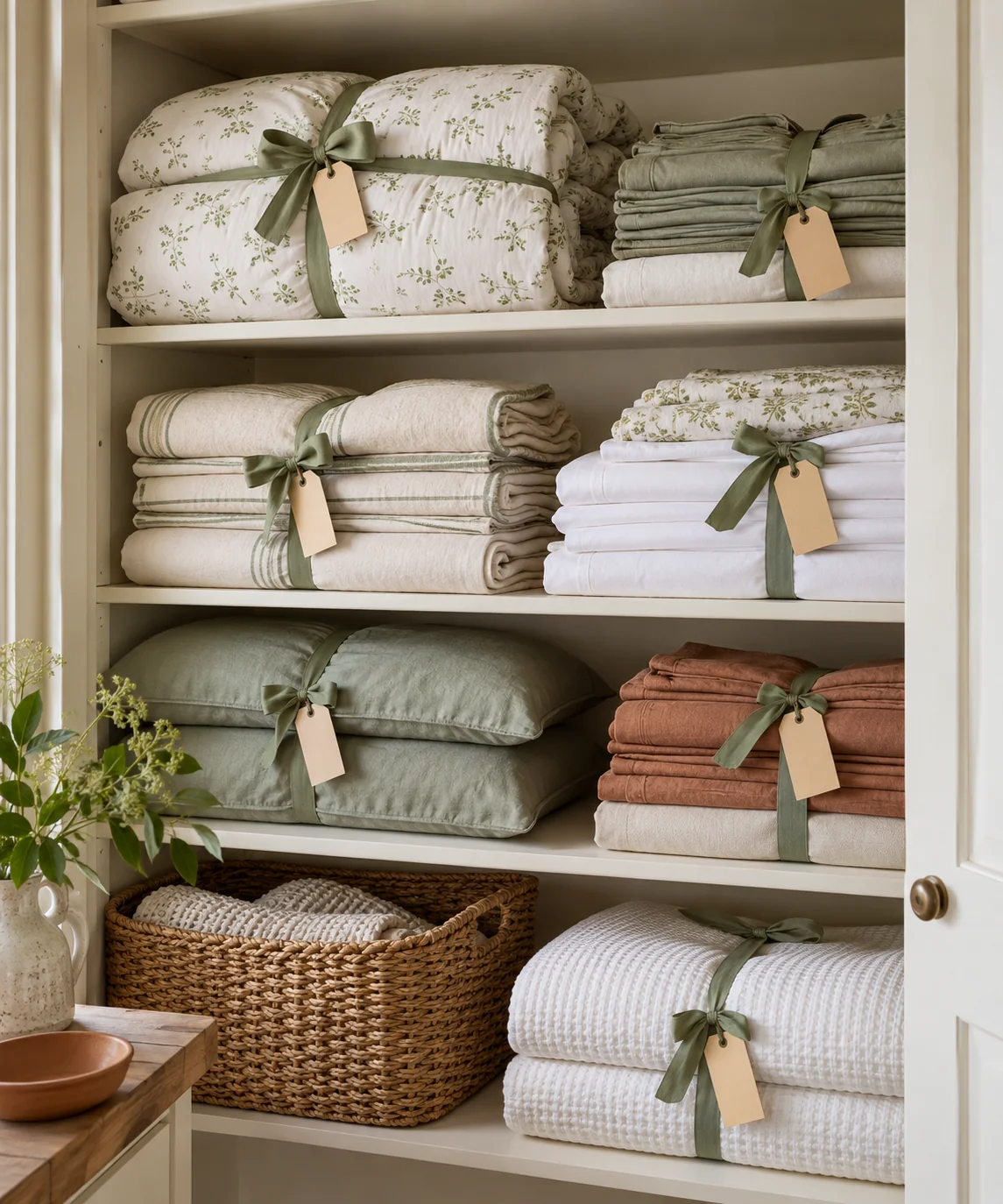 AI-generated editorial image inspired by sage and cream interiors