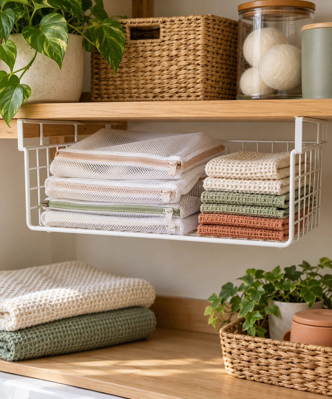 AI-generated editorial image inspired by laundry space organization