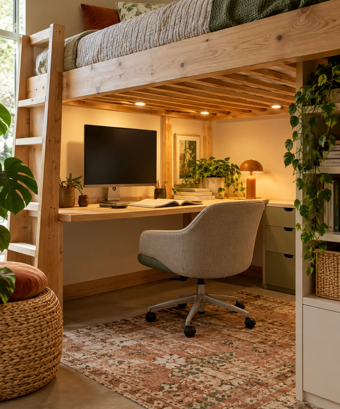 AI-generated editorial image inspired by compact home offices