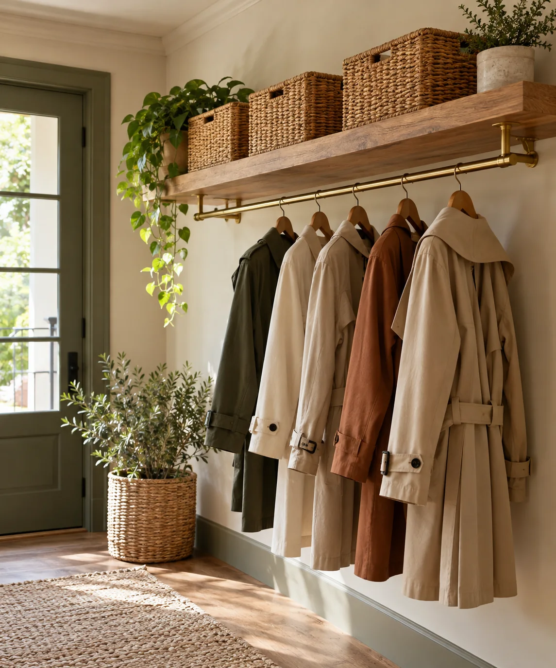 AI-generated editorial image inspired by entryway organization