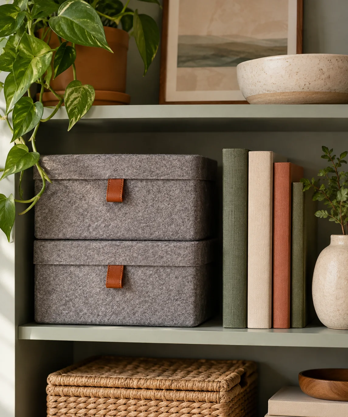 AI-generated editorial image inspired by bookshelf styling