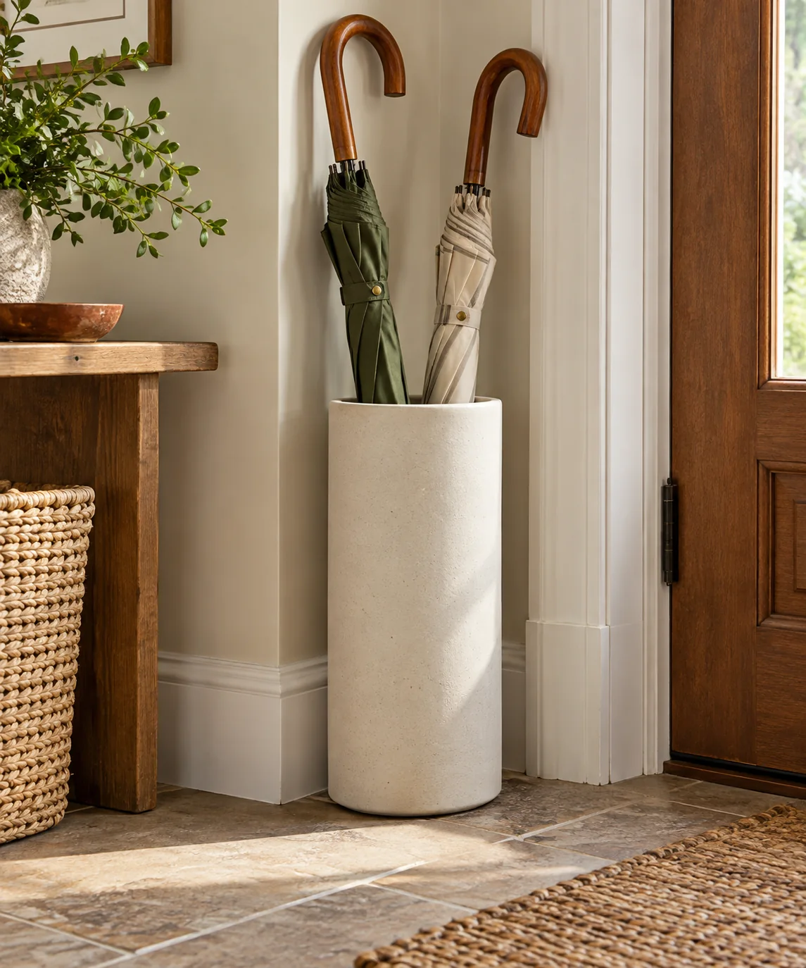 AI-generated editorial image inspired by entryway organization