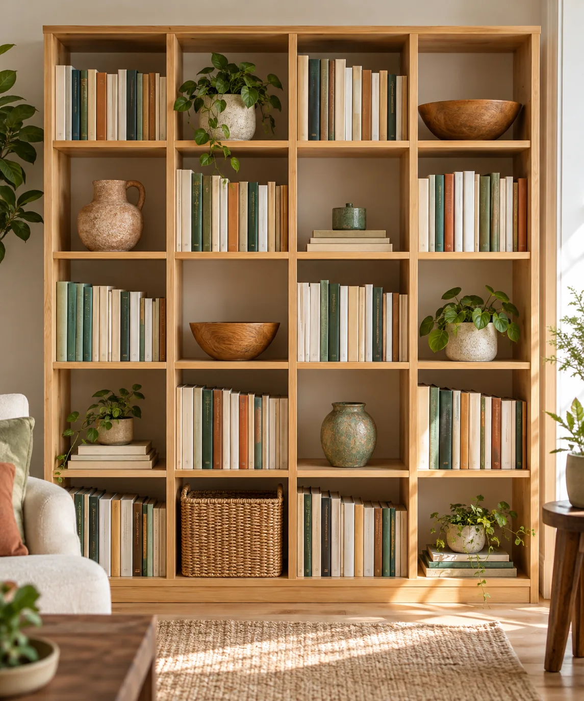 AI-generated editorial image inspired by bookshelf styling