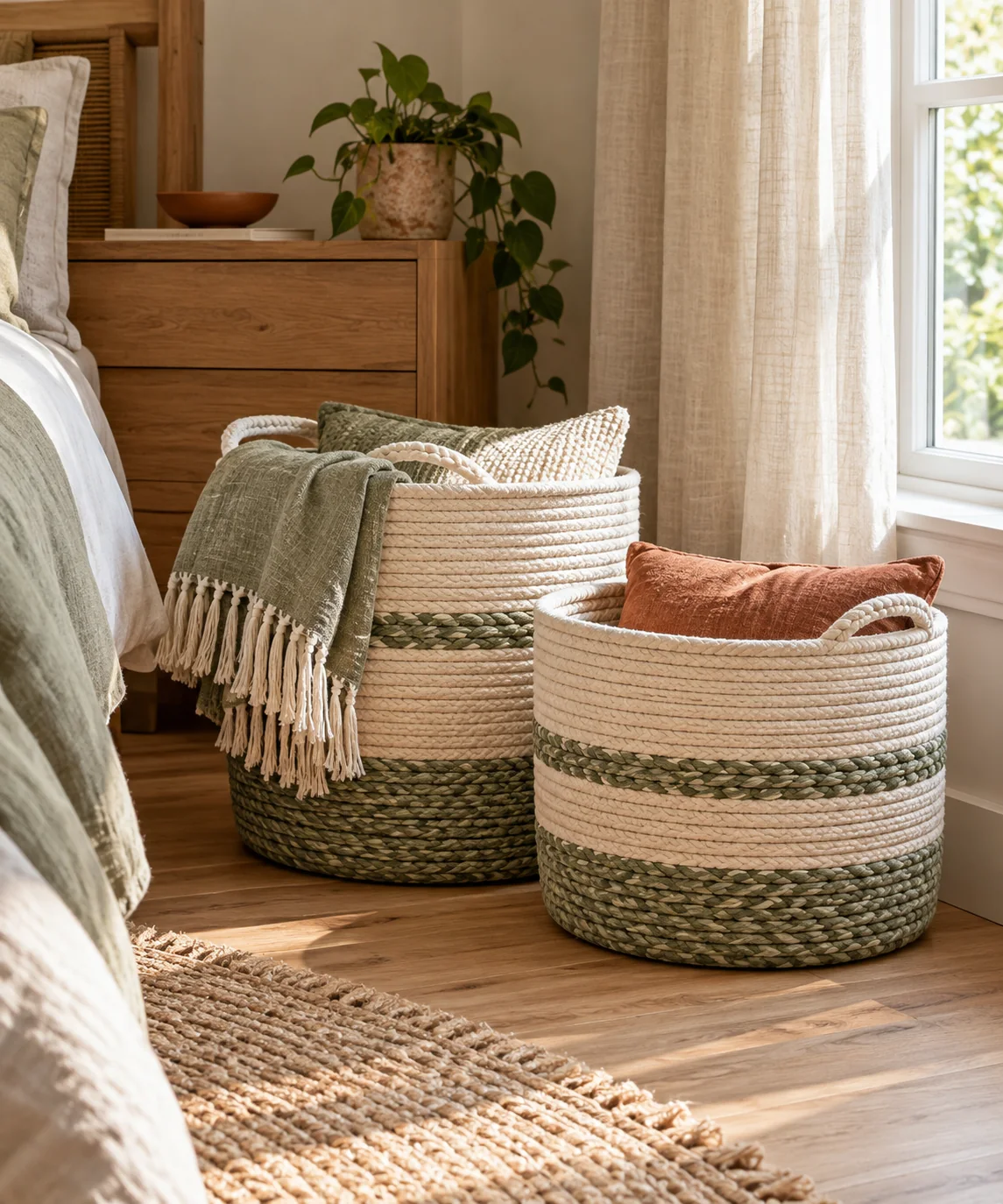 AI-generated editorial image inspired by sage and cream interiors