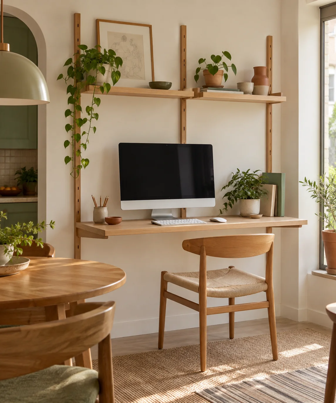 AI-generated editorial image inspired by compact home offices