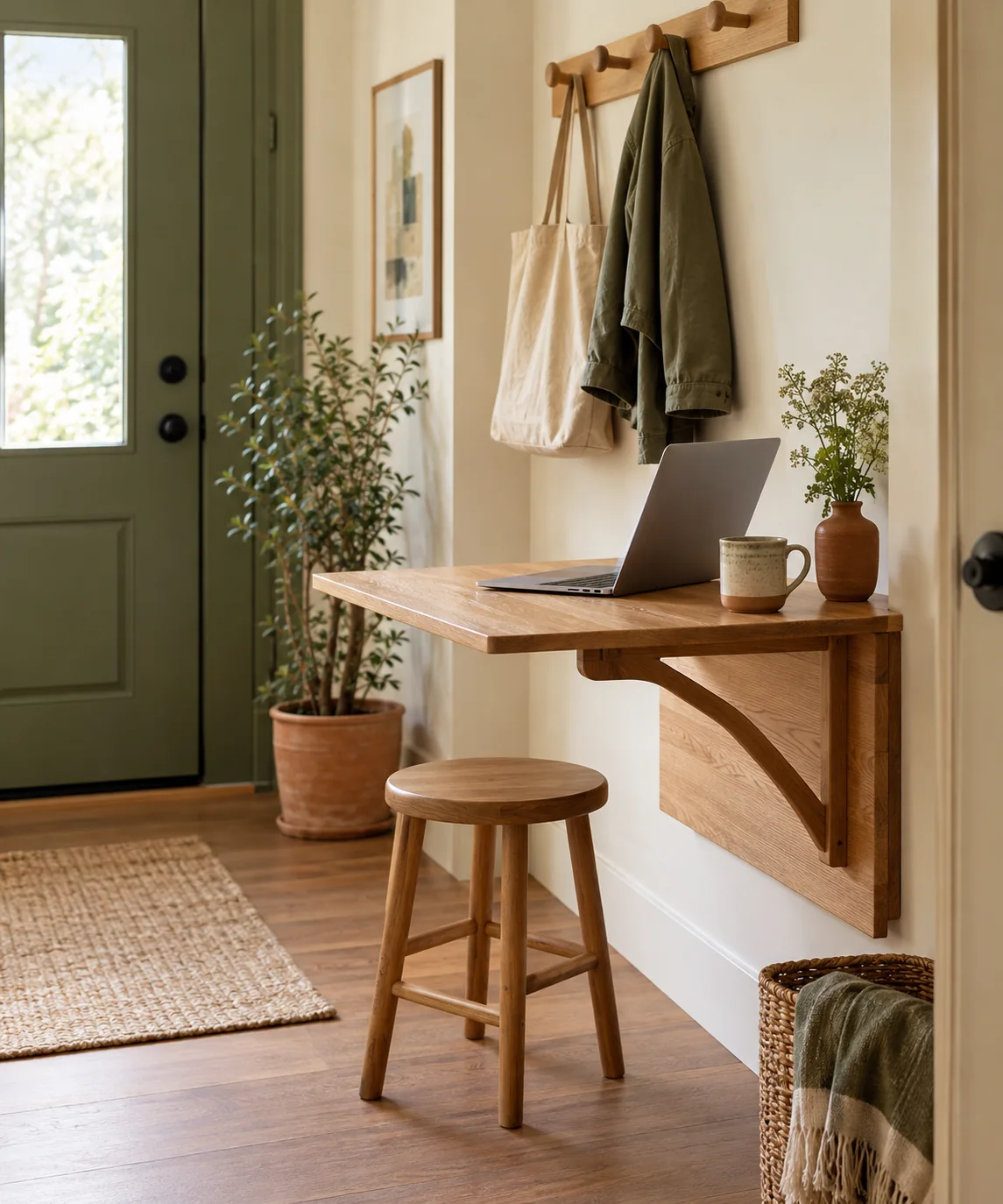 AI-generated editorial image inspired by compact home offices