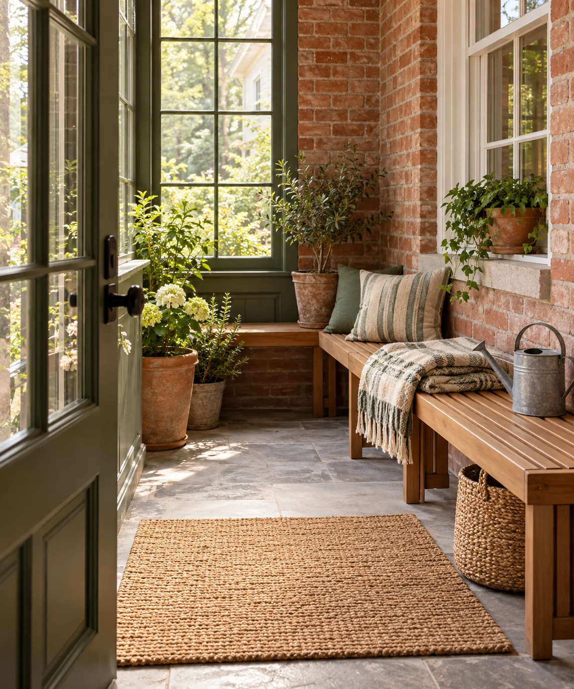 AI-generated editorial image inspired by entryway organization