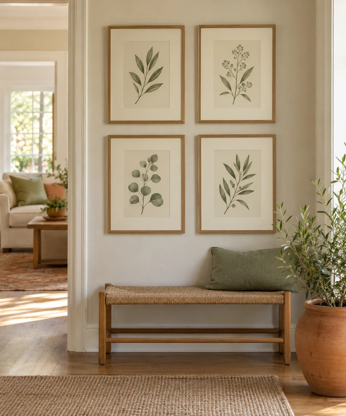AI-generated editorial image inspired by sage and cream interiors