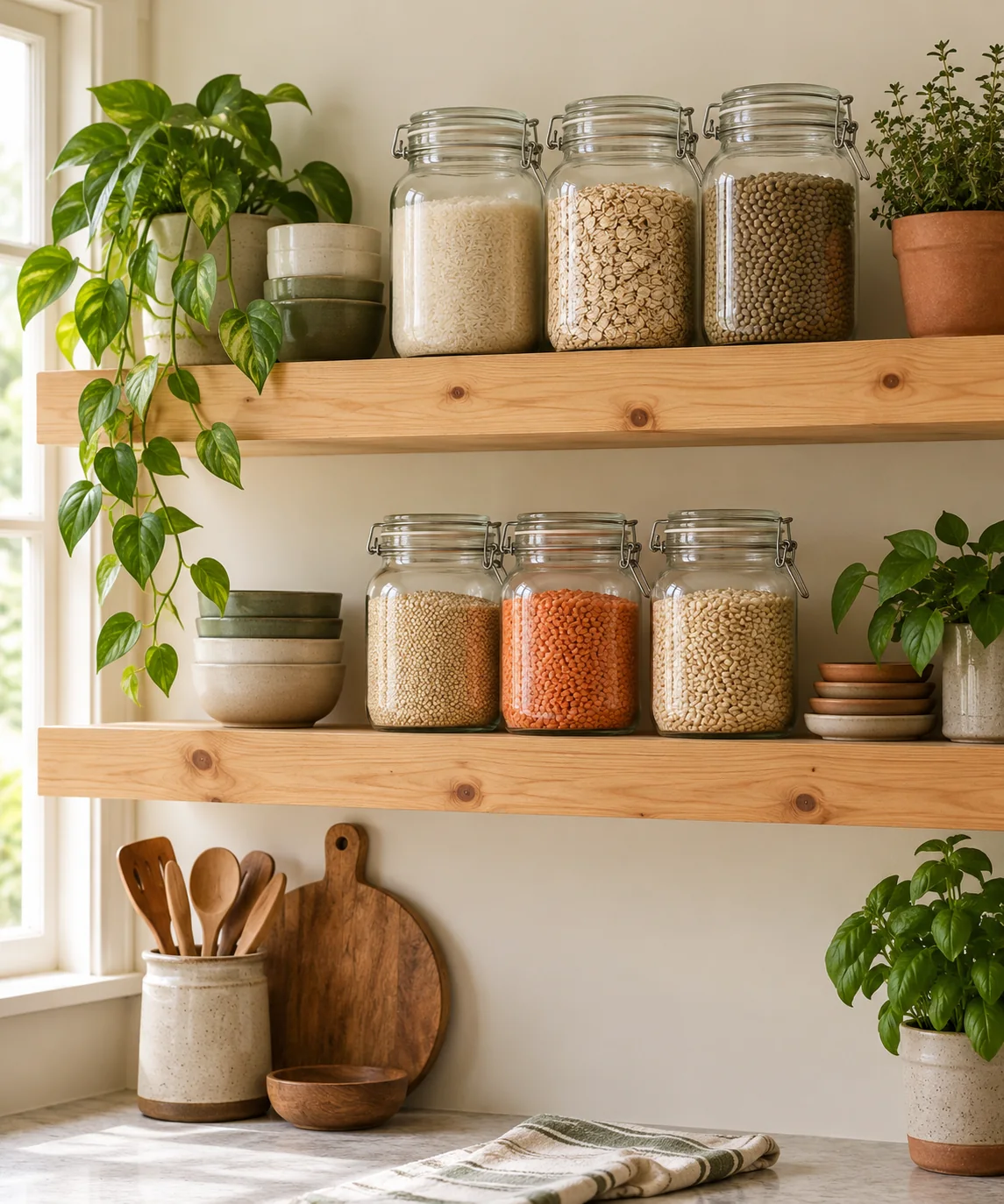 AI-generated editorial image inspired by small kitchen organization