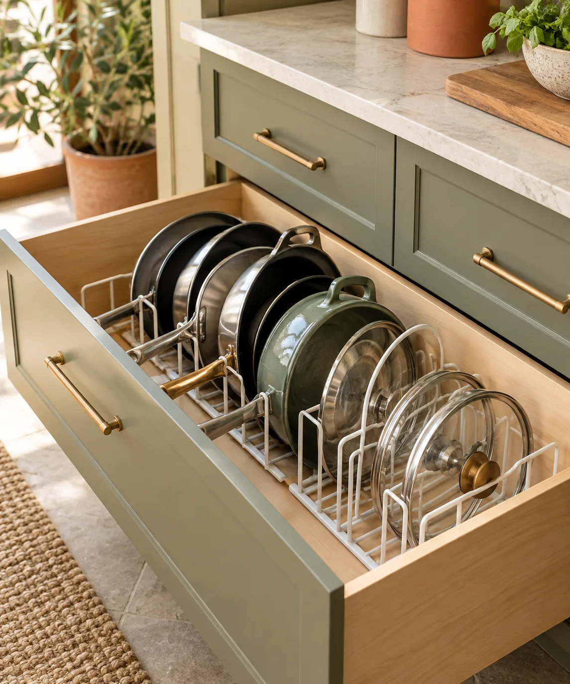 AI-generated editorial image inspired by small kitchen organization