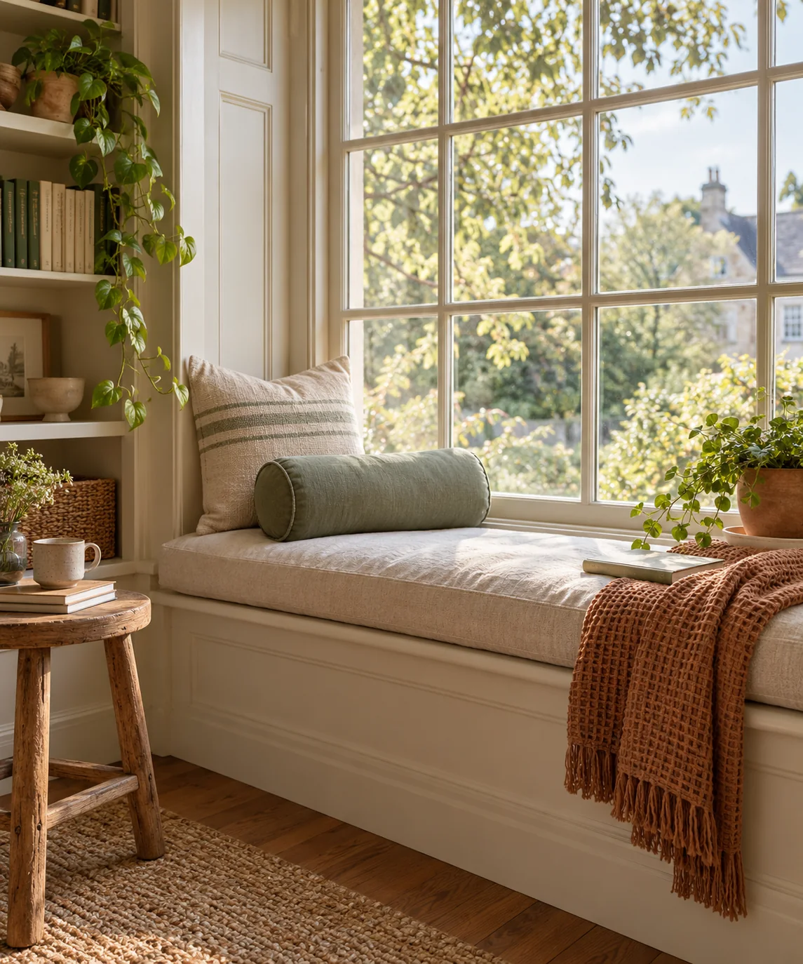 AI-generated editorial image inspired by sage and cream interiors