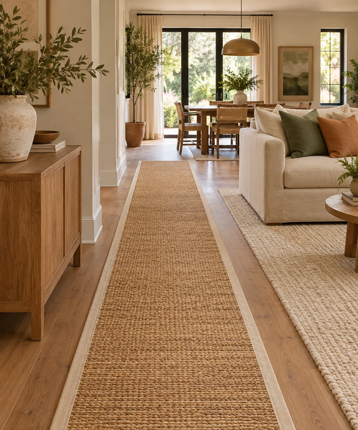 AI-generated editorial image inspired by warm neutral living rooms