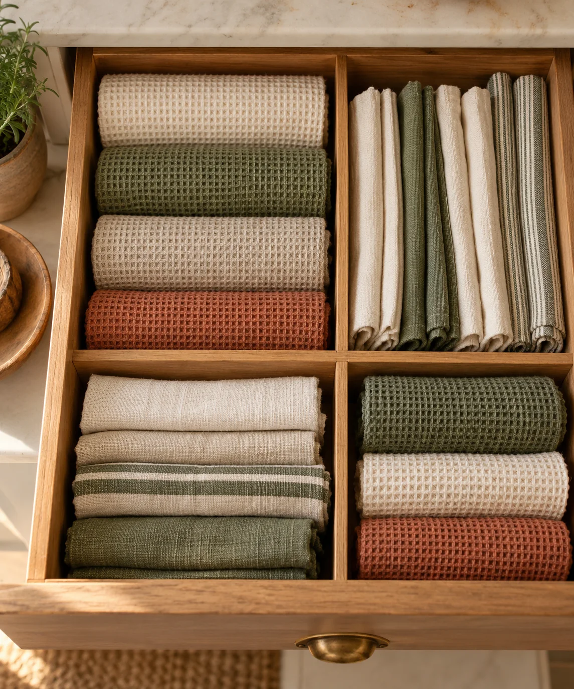 AI-generated editorial image inspired by small kitchen organization