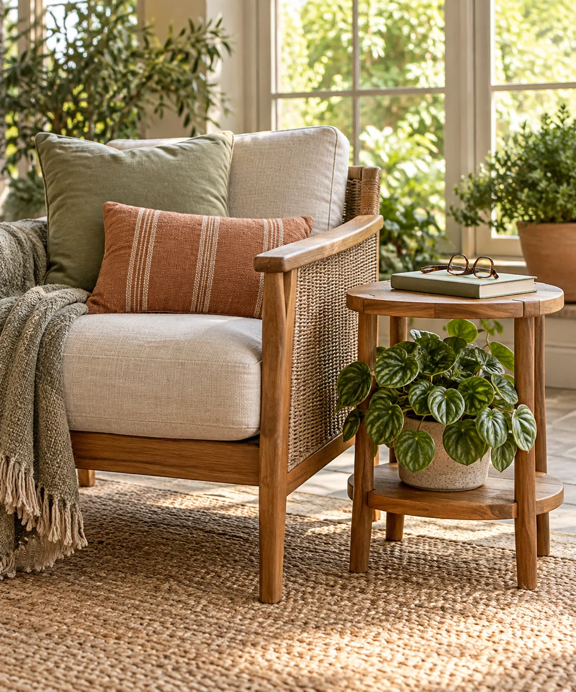 AI-generated editorial image inspired by indoor plant styling