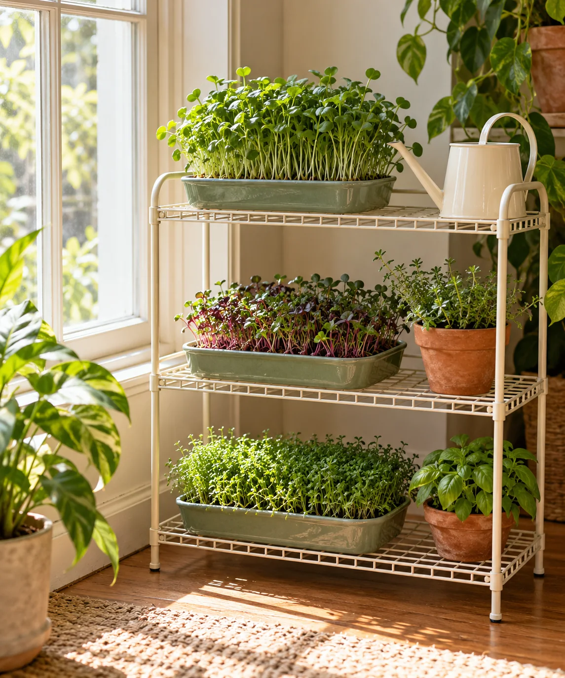 AI-generated editorial image inspired by sage and cream interiors