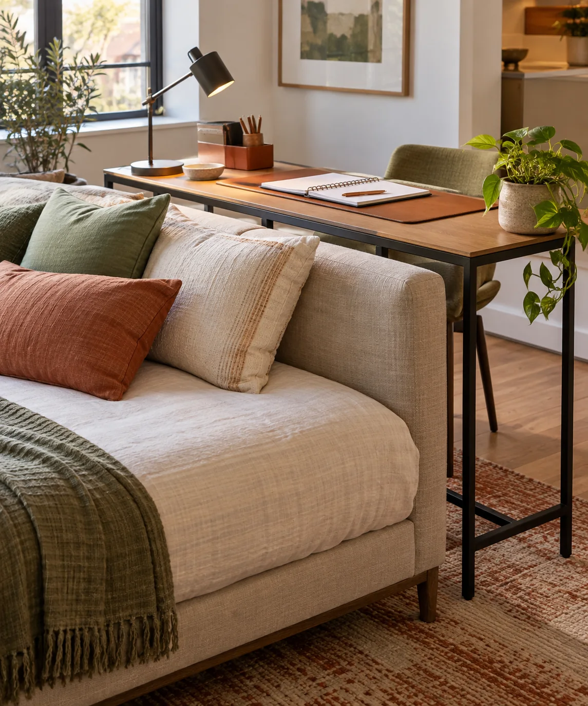 AI-generated editorial image inspired by compact home offices