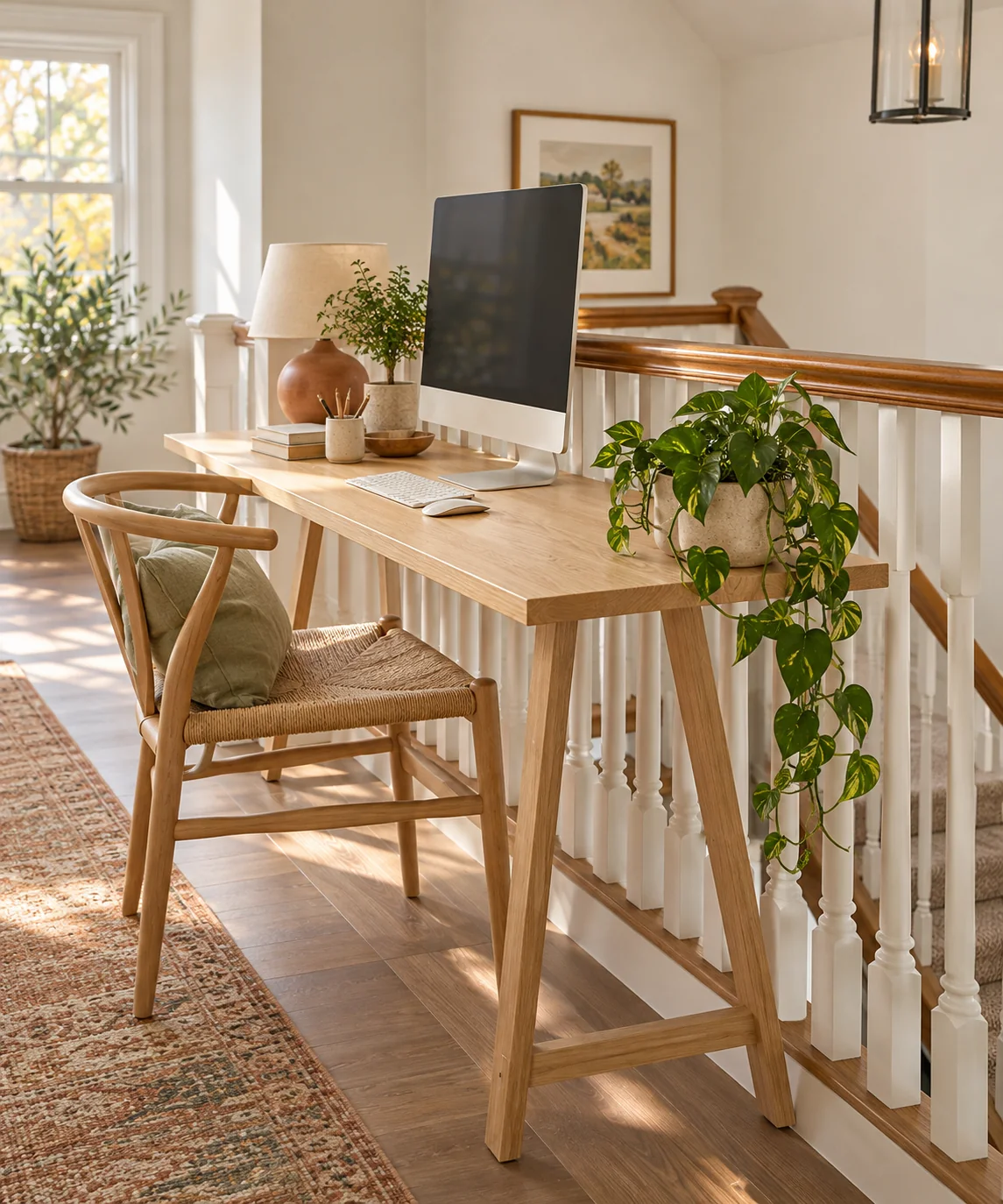 AI-generated editorial image inspired by compact home offices