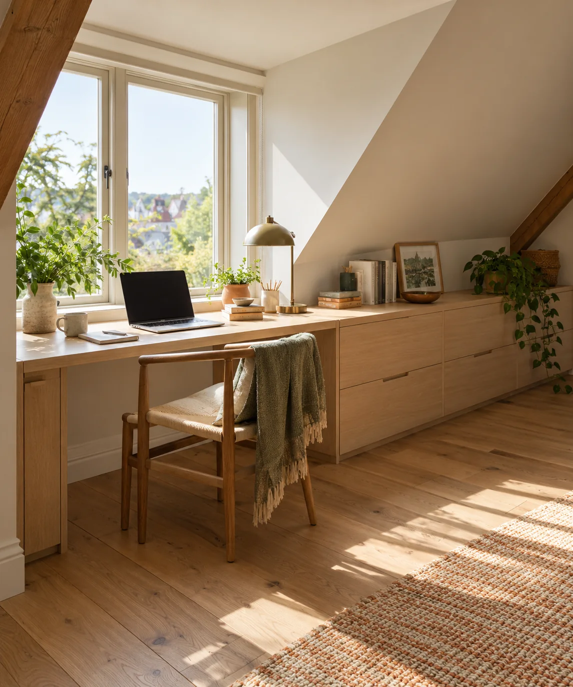 AI-generated editorial image inspired by compact home offices