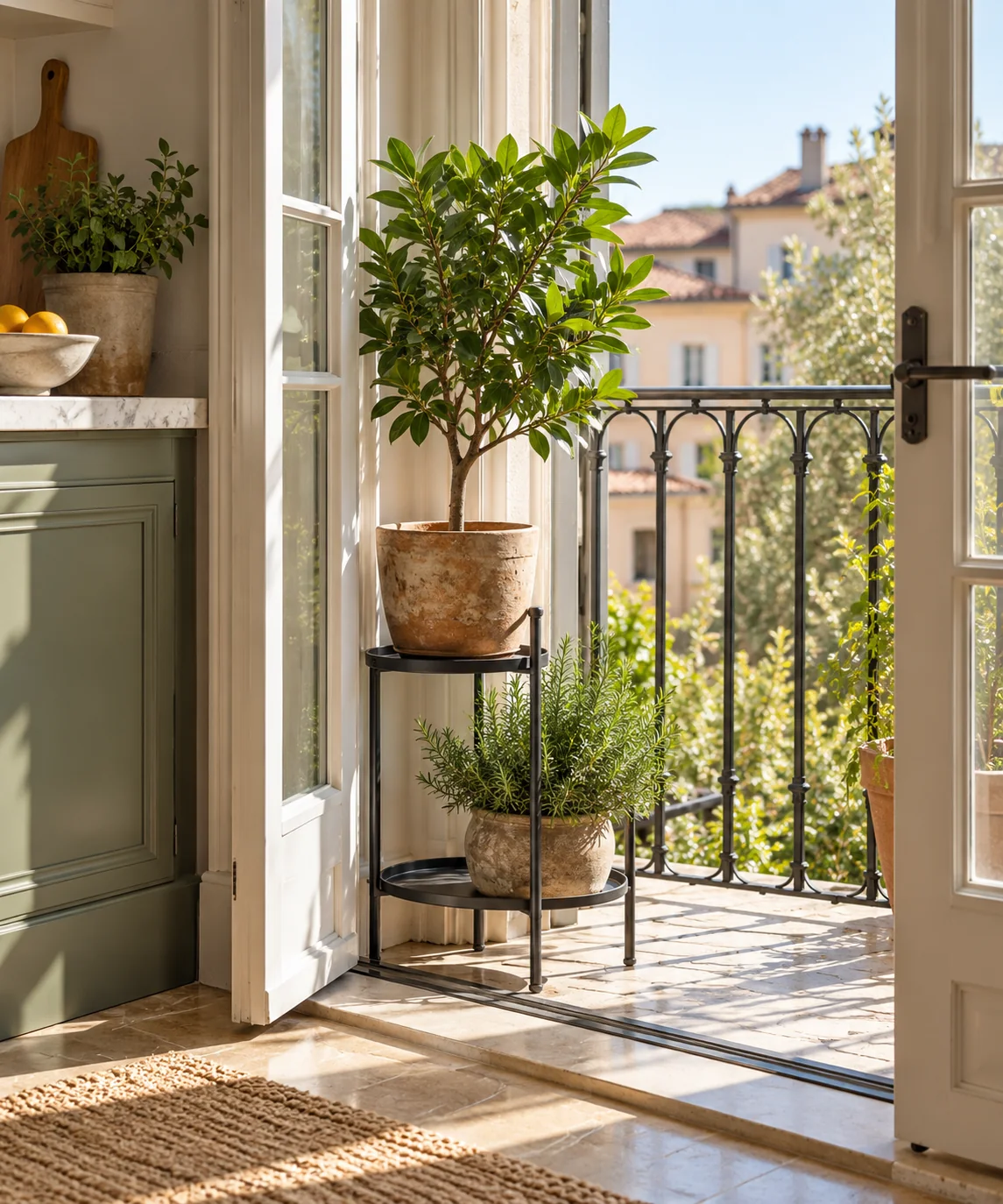 AI-generated editorial image inspired by kitchen herb gardens