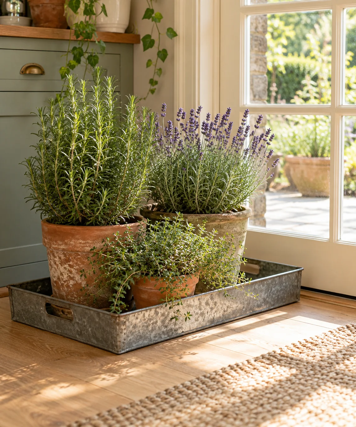 AI-generated editorial image inspired by kitchen herb gardens