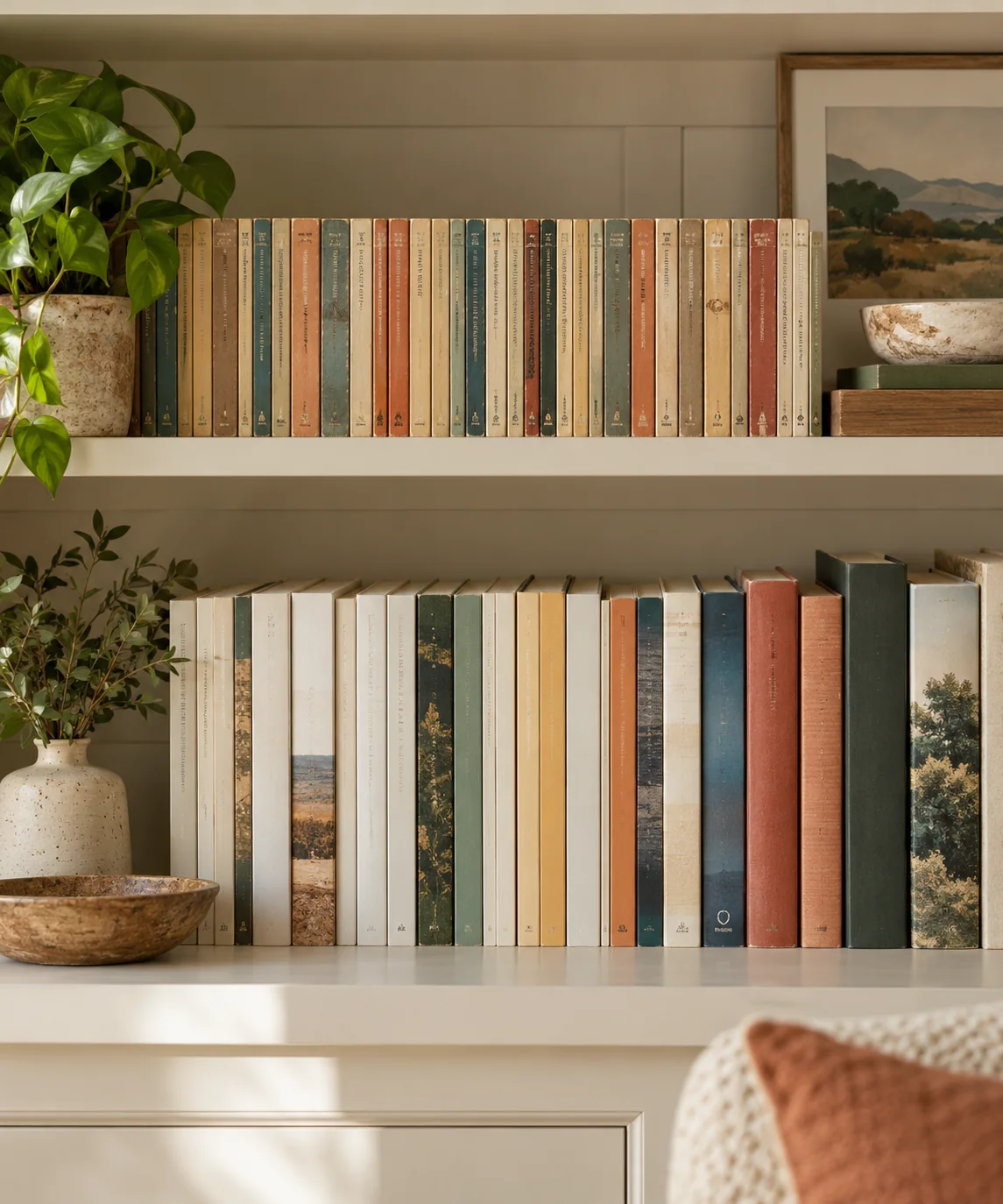 AI-generated editorial image inspired by bookshelf styling