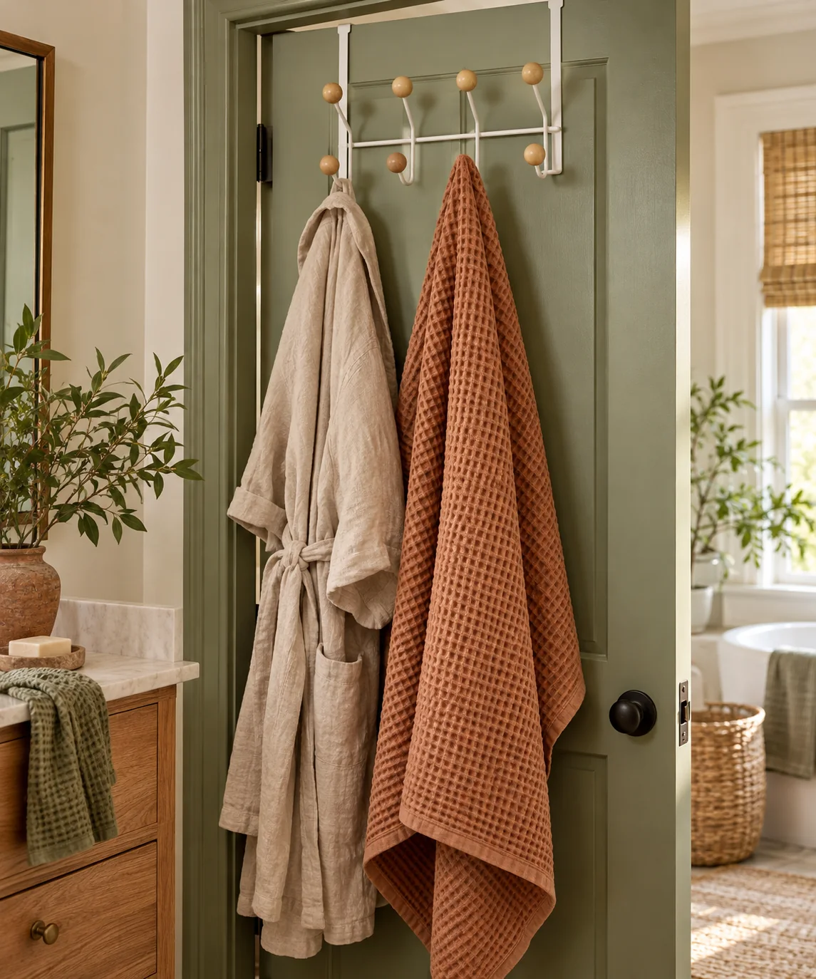 AI-generated editorial image inspired by small bathroom storage