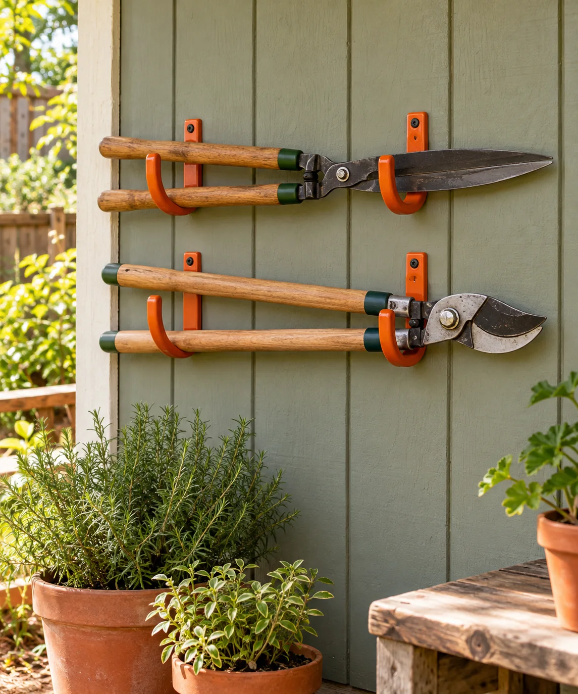 AI-generated editorial image inspired by garden tool organization