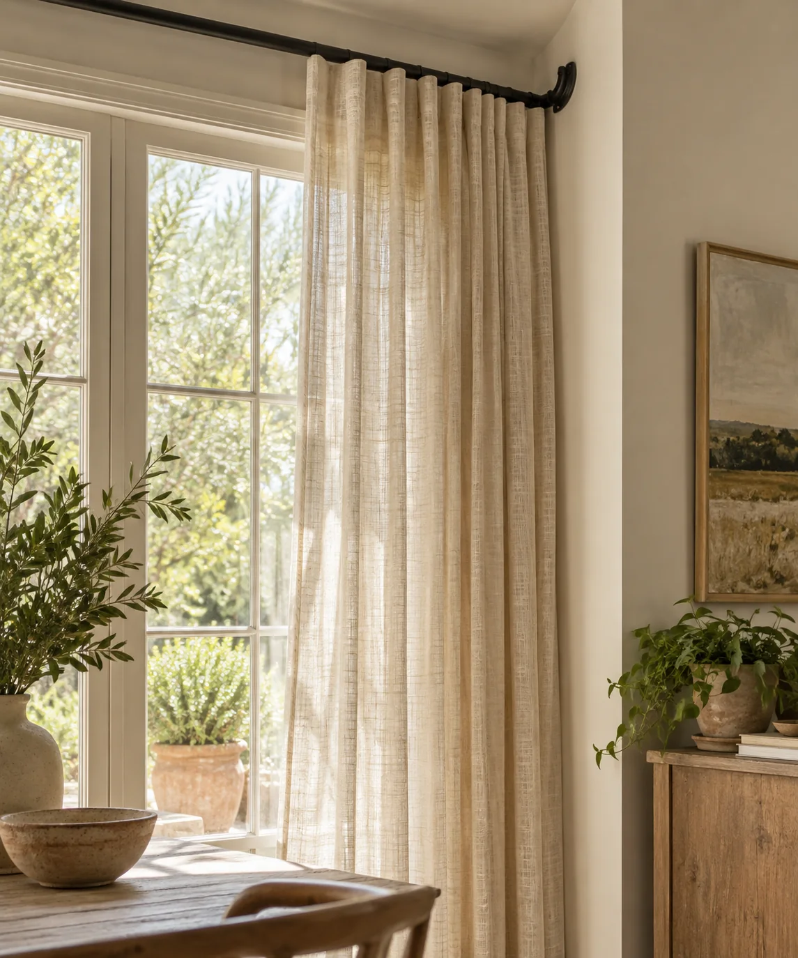 AI-generated editorial image inspired by warm neutral living rooms
