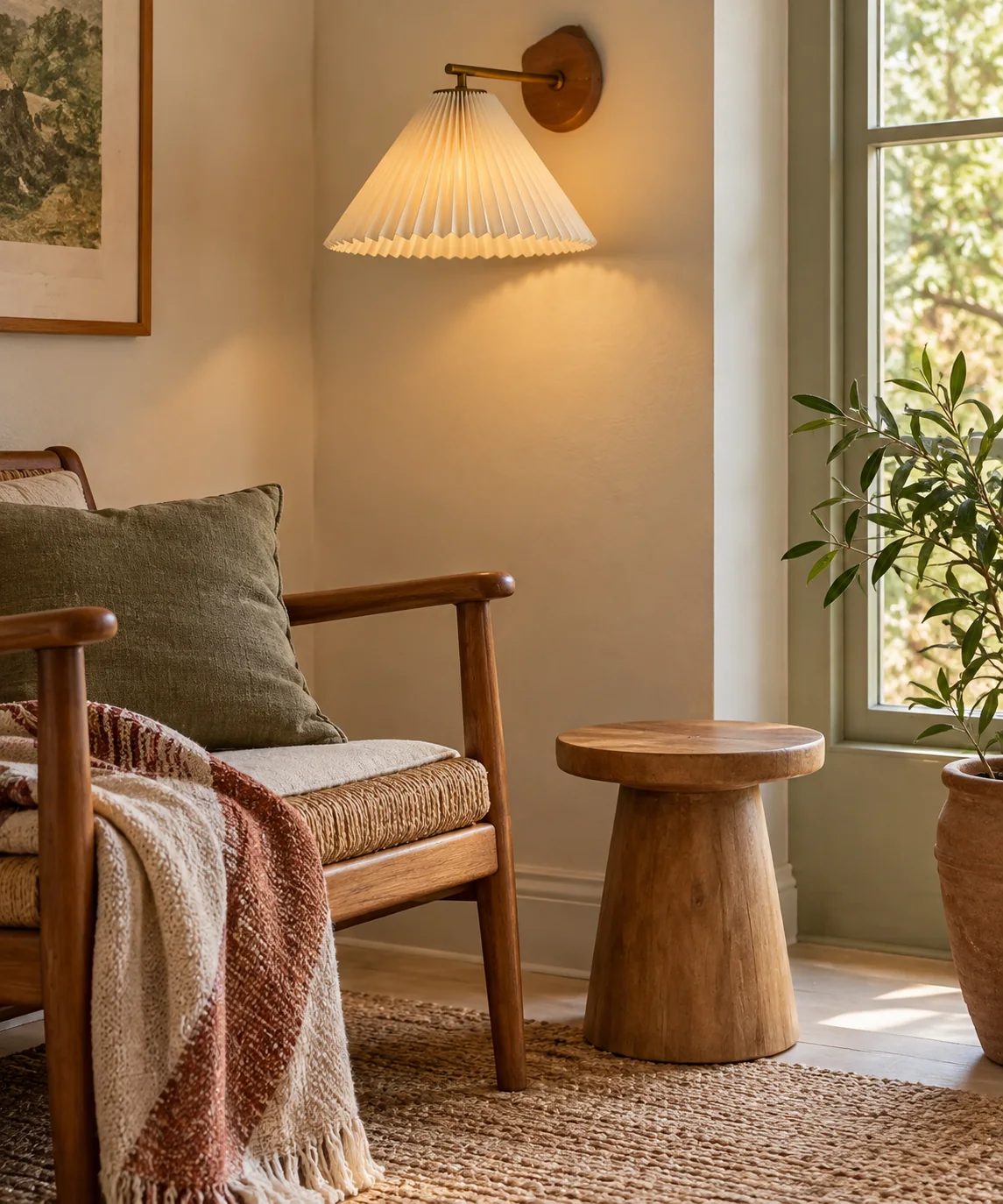 AI-generated editorial image inspired by warm neutral living rooms
