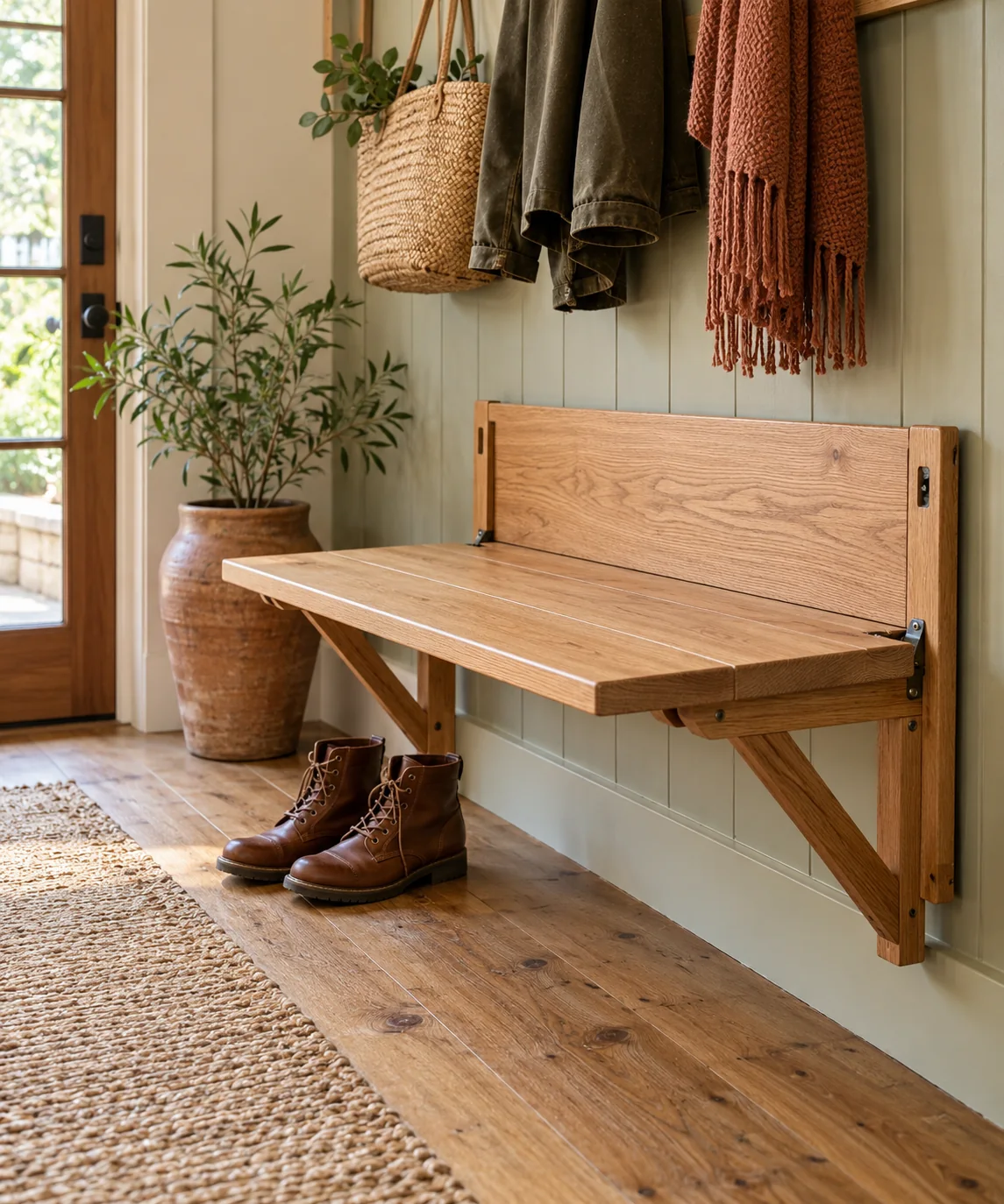 AI-generated editorial image inspired by entryway organization