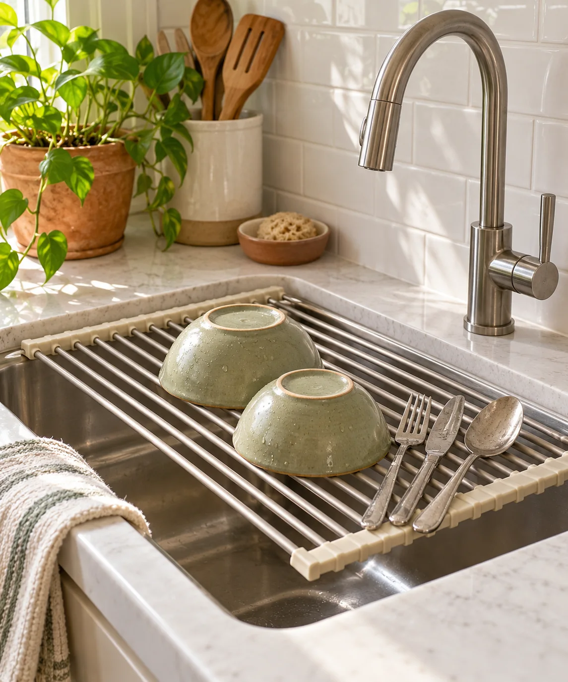 AI-generated editorial image inspired by sage and cream interiors