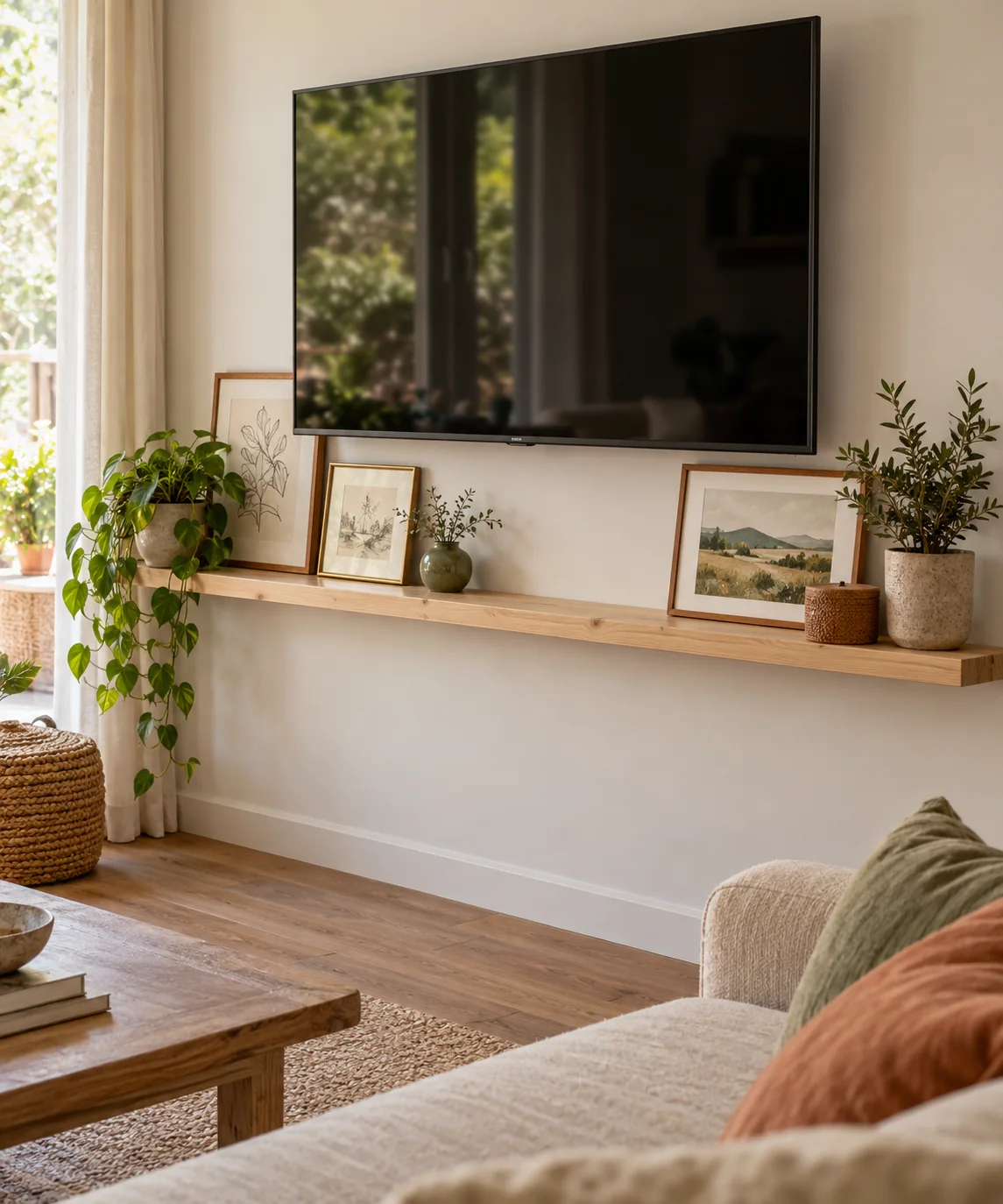 AI-generated editorial image inspired by warm neutral living rooms