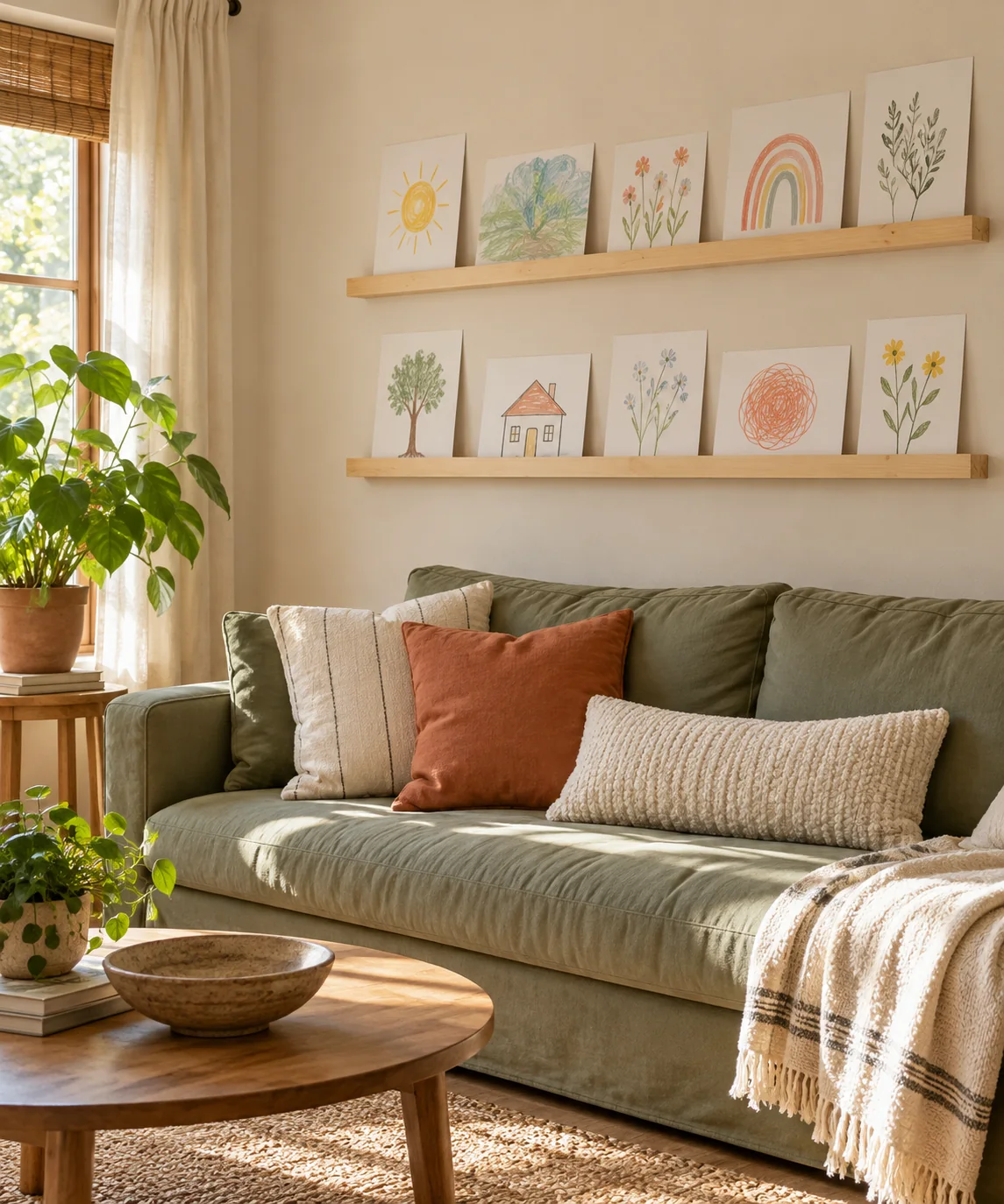 AI-generated editorial image inspired by warm neutral living rooms