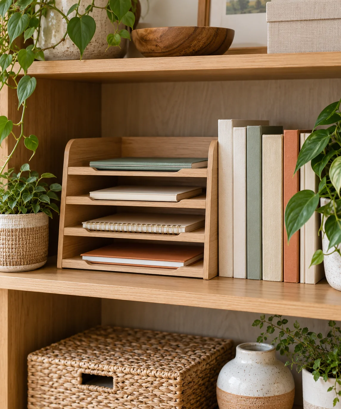 AI-generated editorial image inspired by bookshelf styling