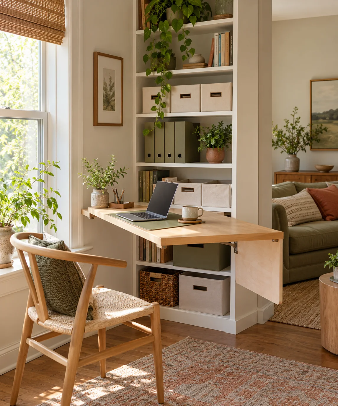 AI-generated editorial image inspired by compact home offices