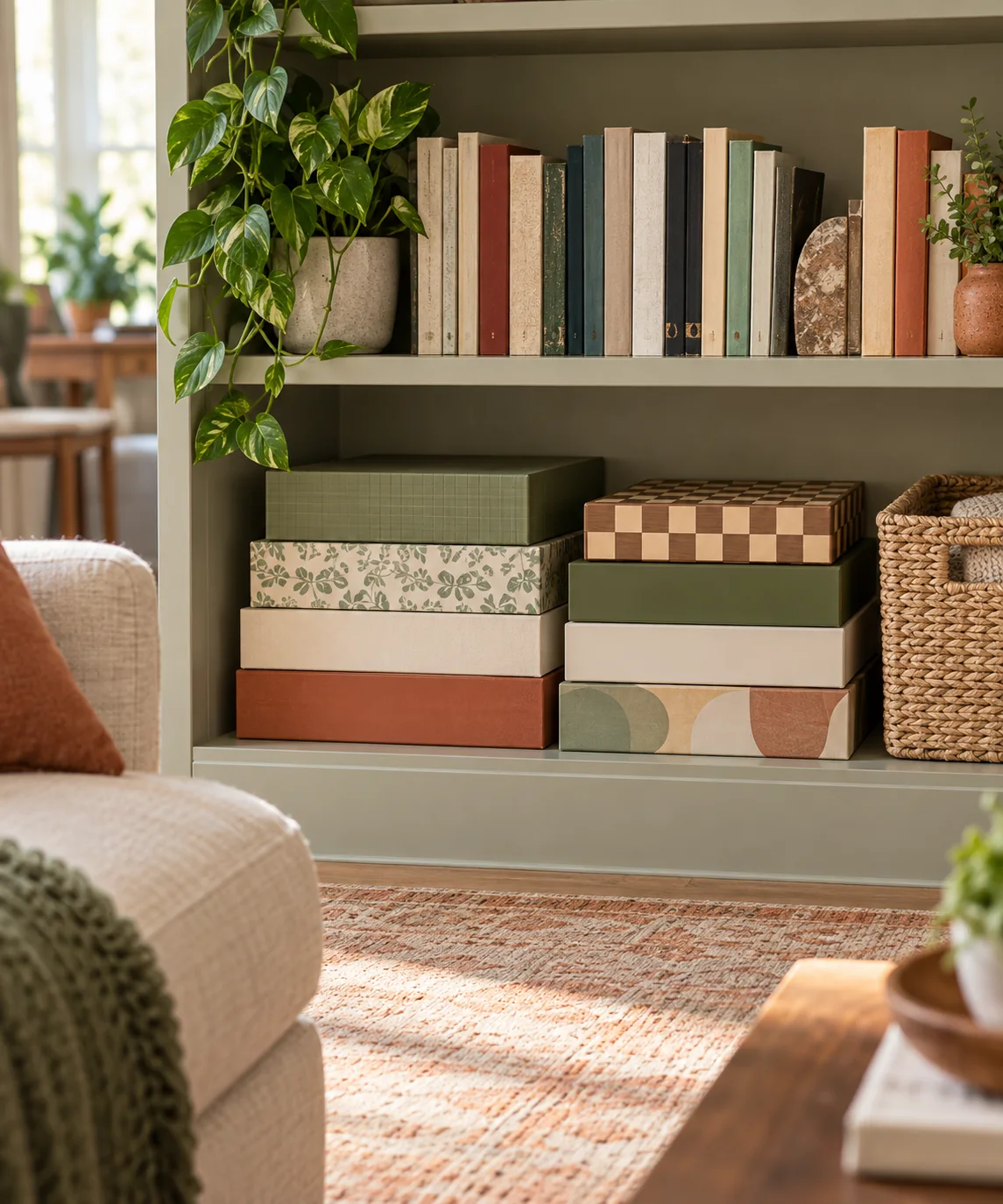 AI-generated editorial image inspired by bookshelf styling