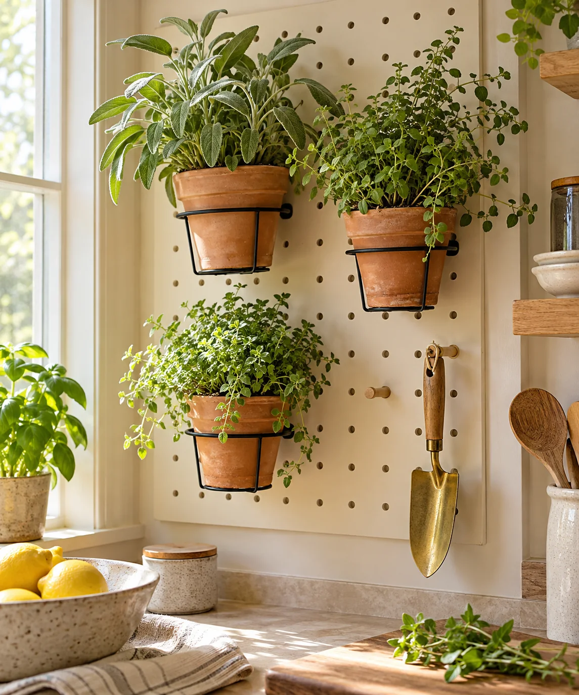 AI-generated editorial image inspired by kitchen herb gardens