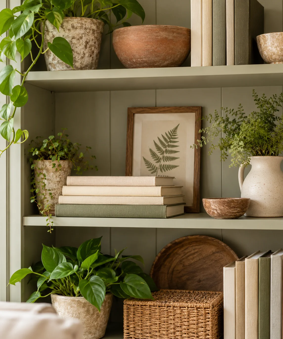 AI-generated editorial image inspired by bookshelf styling