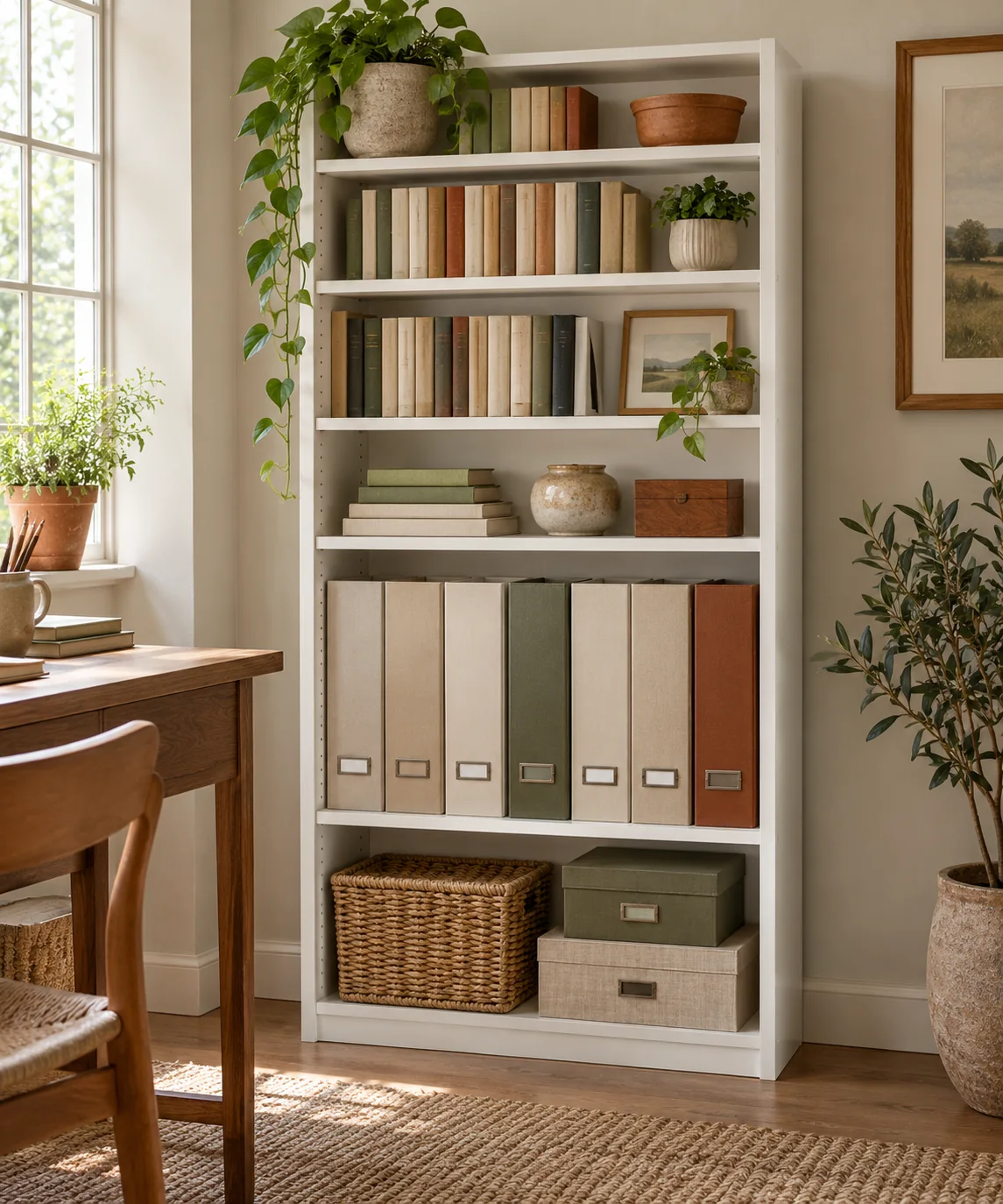 AI-generated editorial image inspired by bookshelf styling
