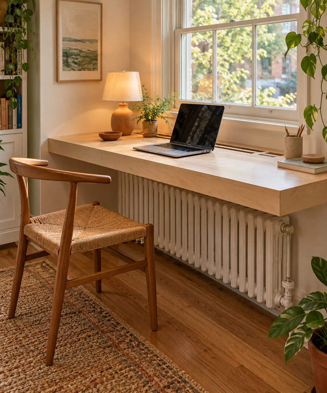 AI-generated editorial image inspired by compact home offices