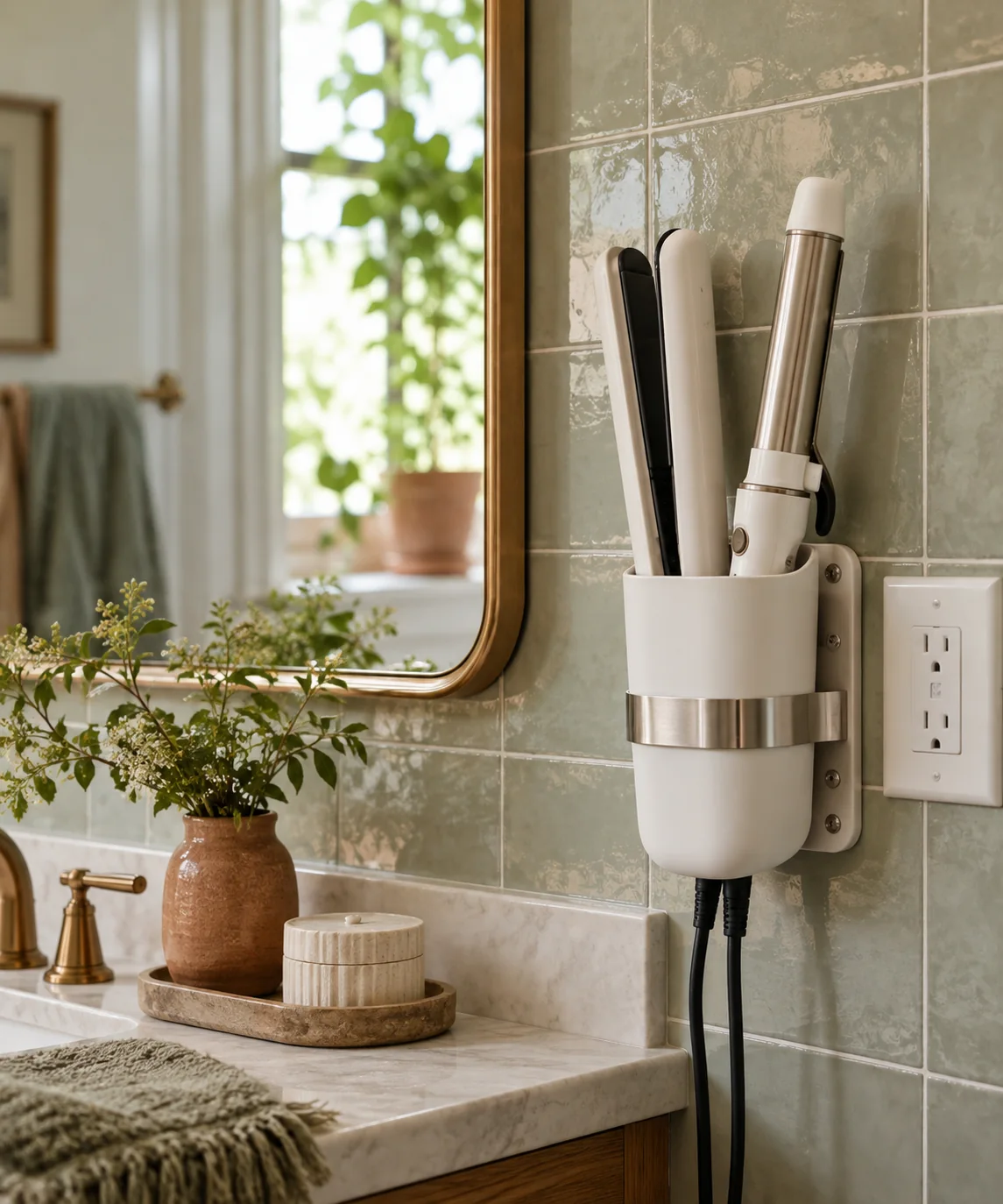 AI-generated editorial image inspired by small bathroom storage