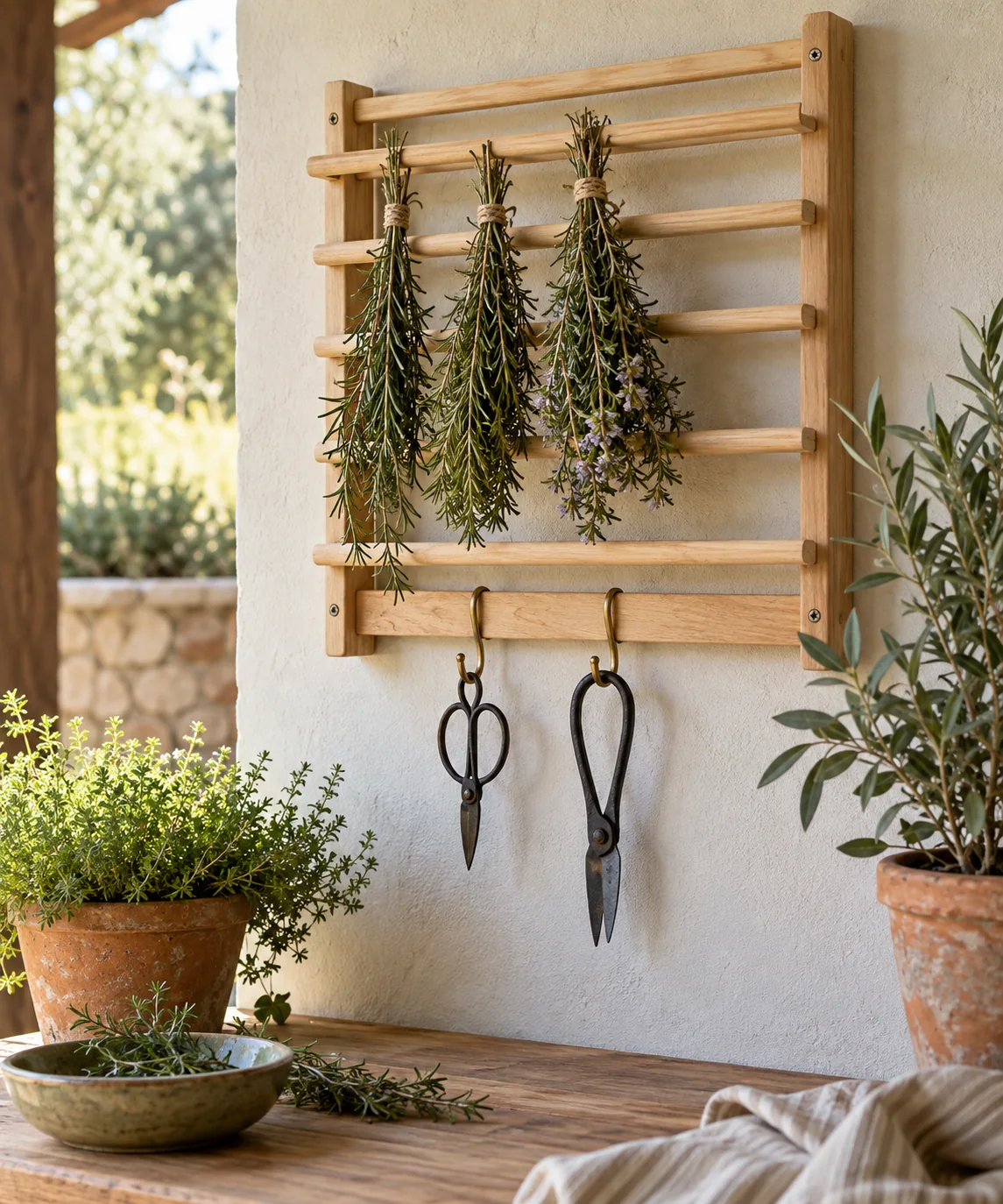 AI-generated editorial image inspired by garden tool organization