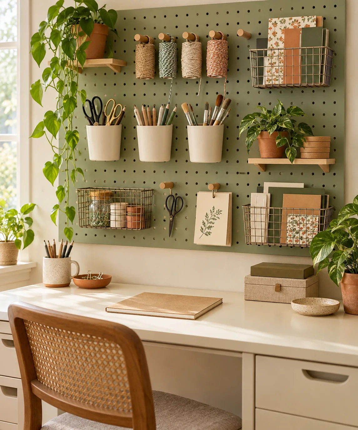 AI-generated editorial image inspired by sage and cream interiors