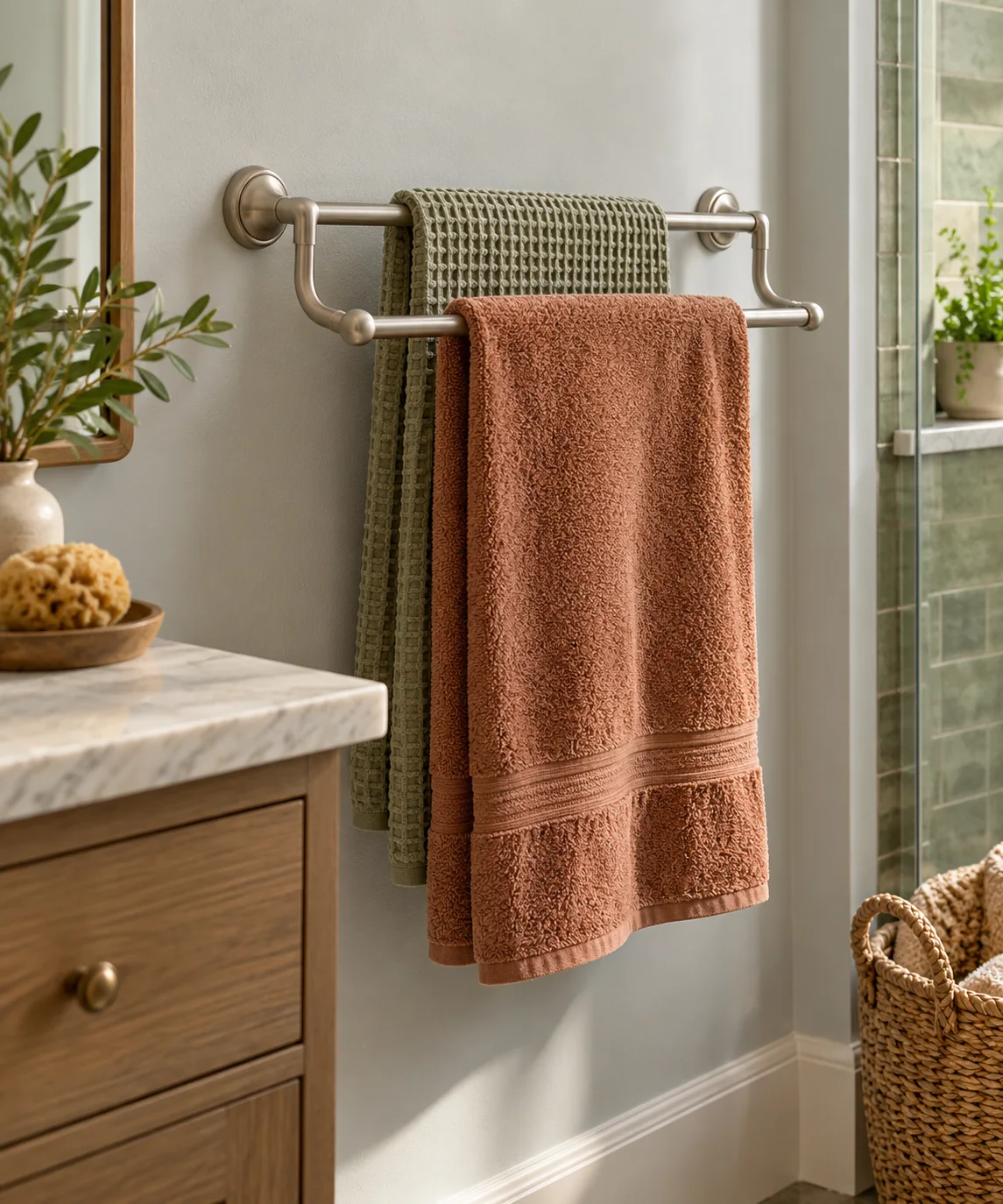 AI-generated editorial image inspired by small bathroom storage