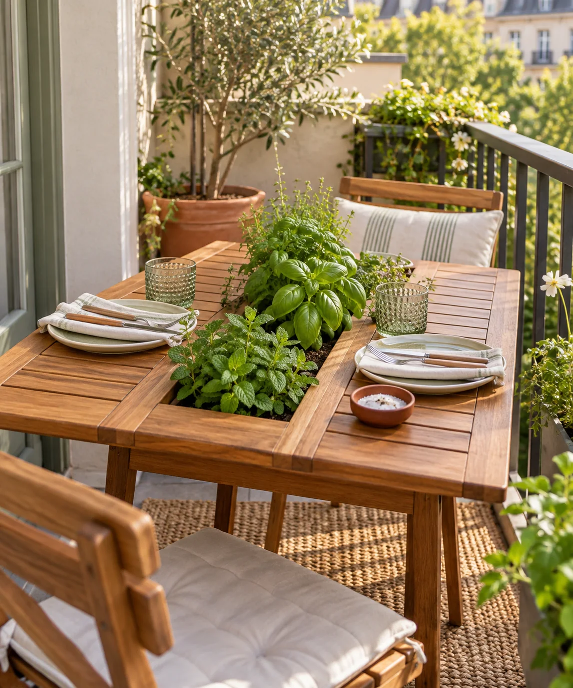 AI-generated editorial image inspired by kitchen herb gardens