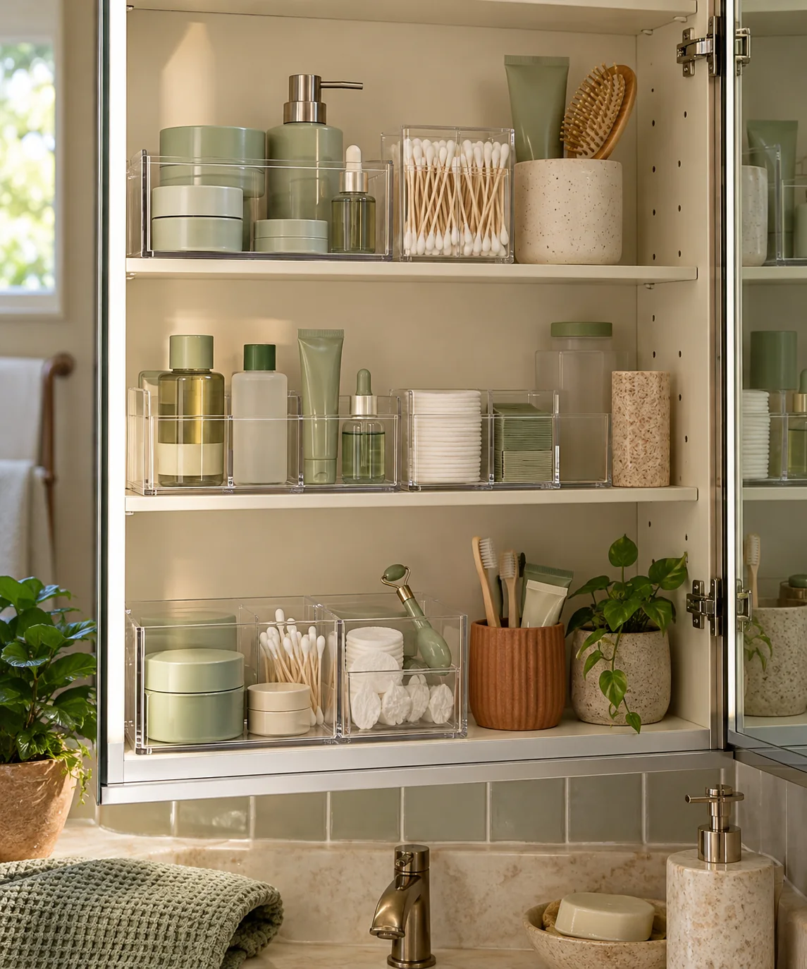 AI-generated editorial image inspired by sage and cream interiors