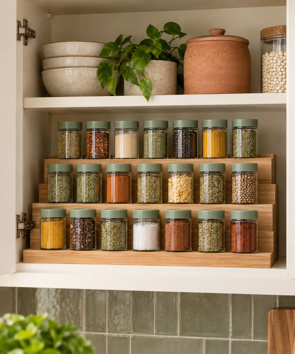 AI-generated editorial image inspired by sage and cream interiors