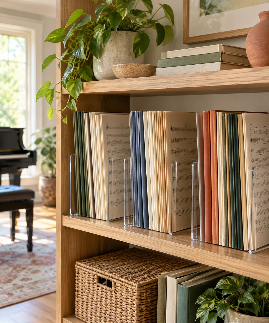 AI-generated editorial image inspired by bookshelf styling